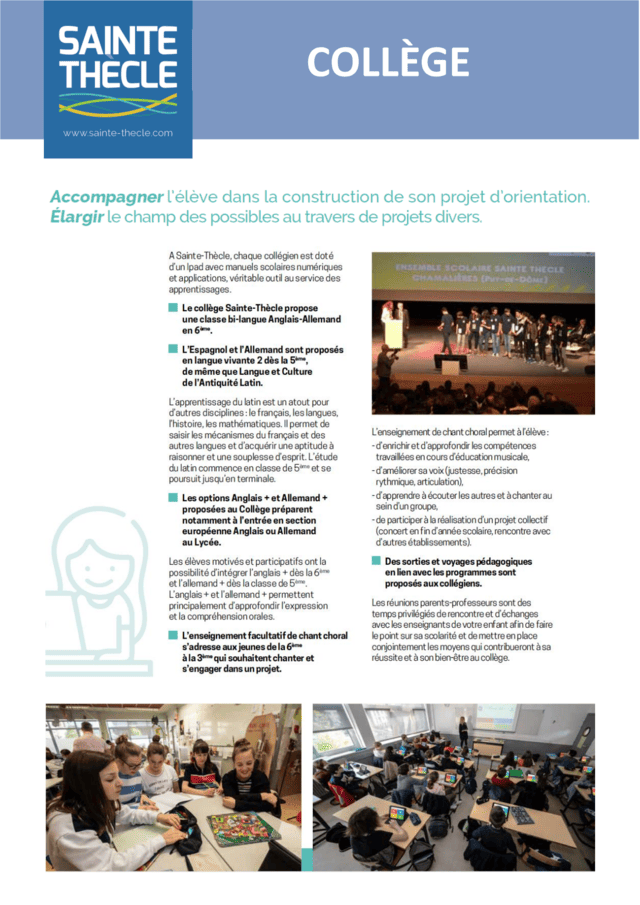 Fiche d'informations pour les collèges