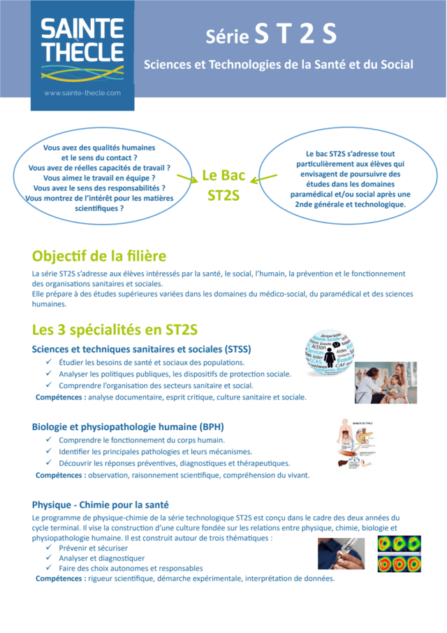 Fiche d'informations pour les séries Sciences et Technologies de la Santé et du Social